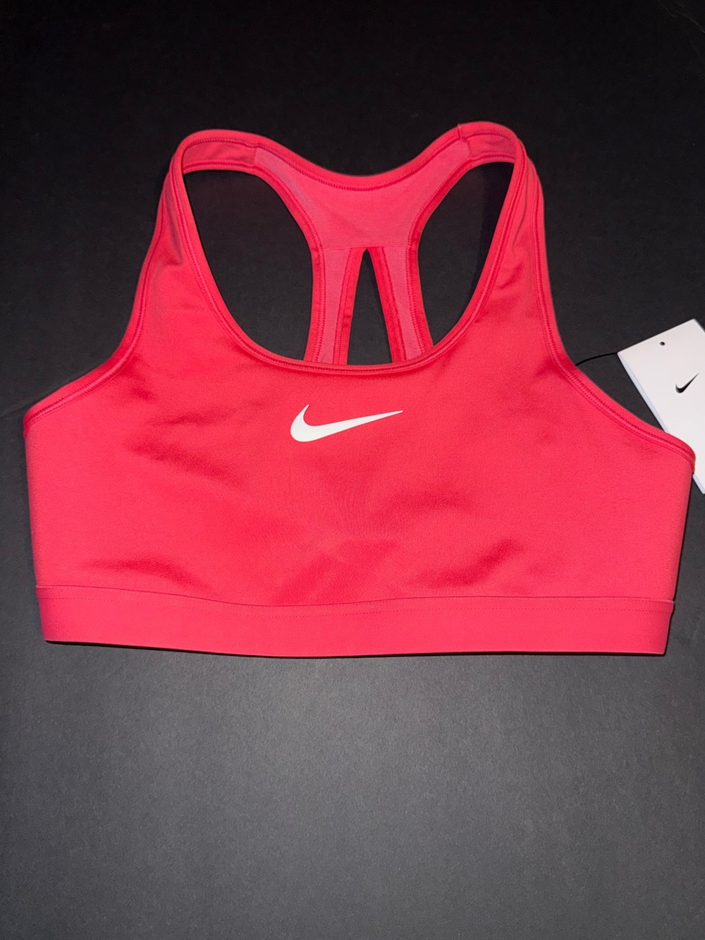 Nike Pink Racerback Dri-FIT Sports Bra with White Swoosh